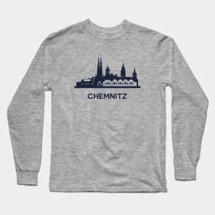 Chemnitz City Skyline, dark Long Sleeve T-Shirt